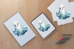 Halloween Watercolor Ghost Sublimation Clipart Design Bundle Product Image 4