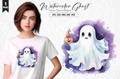 Halloween Watercolor Ghost Clipart PNG Design