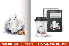 Halloween Watercolor Ghost Sublimation Clipart Design Bundle Product Image 7