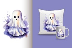 Halloween Watercolor Ghost Sublimation Clipart Design Bundle Product Image 5