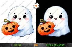 Halloween Ghost Sticker PNG, Halloween Kawaii Sublimation Product Image 2