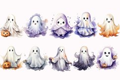 Halloween Watercolor Ghost Sublimation Clipart Design Bundle Product Image 2