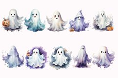Halloween Watercolor Ghost Sublimation Clipart Design Bundle Product Image 3