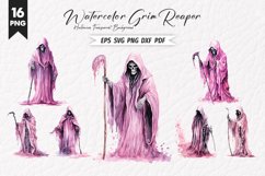 Halloween Watercolor Grim Reaper Sublimation Clipart Bundle Product Image 1