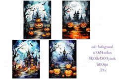 Halloween Background, 10x14 Watercolor Halloween Backgrounds Product Image 2
