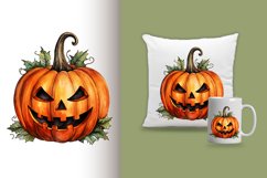 Watercolor Jack o Lantern Clipart Design