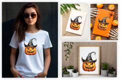 Watercolor Jack o Lantern Clipart Design