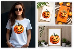 Watercolor Jack o Lantern Clipart Design