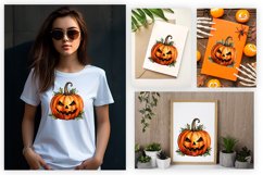 Watercolor Jack o Lantern Clipart Design