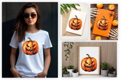 Watercolor Jack o Lantern Clipart Design