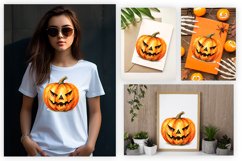 Watercolor Jack o Lantern Clipart Design
