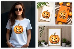 Watercolor Jack o Lantern Clipart Design