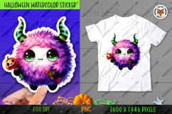 Halloween Monster Sticker, Halloween Kawaii Monster PNG Product Image 1