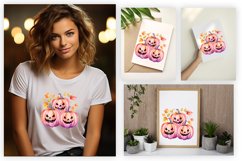  Watercolor pumpkin carving Sublimation PNG Clipart