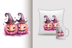 Watercolor pumpkin carving Sublimation PNG Clipart