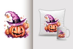 Watercolor pumpkin carving Sublimation PNG Clipart