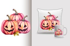 Watercolor pumpkin carving Sublimation PNG Clipart