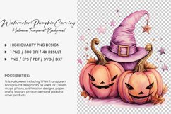 Watercolor pumpkin carving Sublimation PNG Clipart