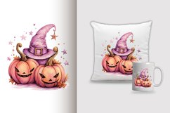 Watercolor pumpkin carving Sublimation PNG Clipart