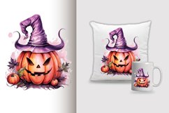 Watercolor pumpkin carving Sublimation PNG Clipart