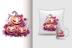 Watercolor pumpkin carving Sublimation PNG Clipart