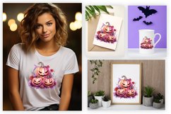 Watercolor pumpkin carving Sublimation PNG Clipart