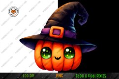 Halloween Pumpkin Witch Hat Sticker PNG, Halloween Kawaii Product Image 2