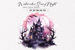 Watercolor Scary Night Sublimation Clipart 