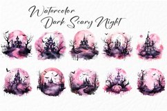 Halloween Watercolor Scary Night Sublimation Clipart Bundle Product Image 2