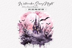 Watercolor Scary Night Sublimation Clipart 