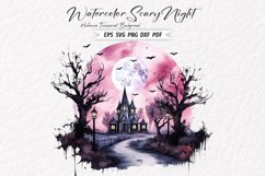 Watercolor Scary Night Sublimation Clipart 