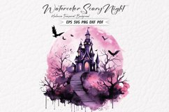 Watercolor Scary Night Sublimation Clipart 