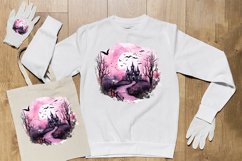 Watercolor Scary Night Sublimation Clipart 