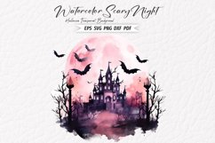 Watercolor Scary Night Sublimation Clipart 