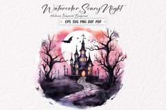 Watercolor Scary Night Sublimation Clipart 