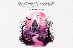 Watercolor Scary Night Sublimation Clipart 