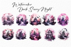 Halloween Watercolor Scary Night Sublimation Clipart Bundle Product Image 2
