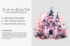 Watercolor Spooky Castle Clipart Design