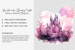 Watercolor Spooky Castle Clipart Design