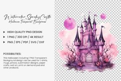 Watercolor Spooky Castle Clipart Design