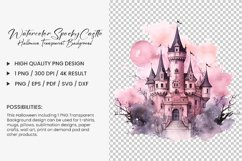  Watercolor Spooky Castle Clipart Design