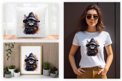 Watercolor Spooky Cat Clipart Design