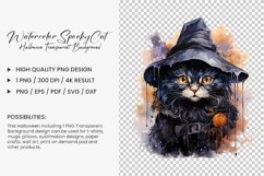 Watercolor Spooky Cat Clipart Design