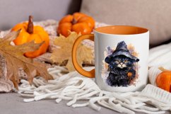 Watercolor Spooky Cat Clipart Design
