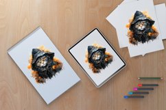 Watercolor Spooky Cat Clipart Design