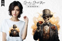 Watercolor Spooky Skull Man Clipart