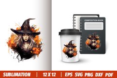 Halloween Watercolor Spooky witch Sublimation Clipart Bundle Product Image 4