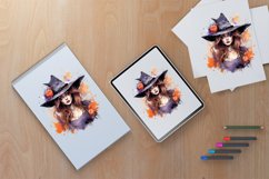 Halloween Watercolor Spooky witch Sublimation Clipart Bundle Product Image 6