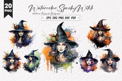 Halloween Watercolor Spooky witch Sublimation Clipart Bundle Product Image 1