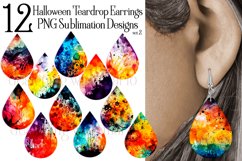 Halloween Teardrop Earrings, Watercolor Halloween Background Product Image 1